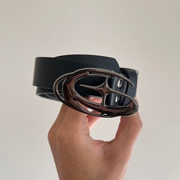 y2k 2000s chrome star futuristic cross emblem black grunge emo belt - Picture 1 of 7